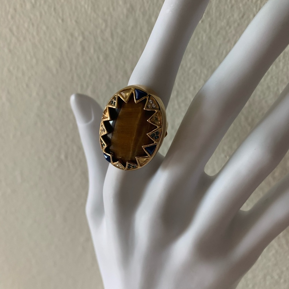 🖤BLACK FRIDAY SALE🖤 HOUSE of HARLOW gold tiger eye crystal oval ring - Picture 6 of 7